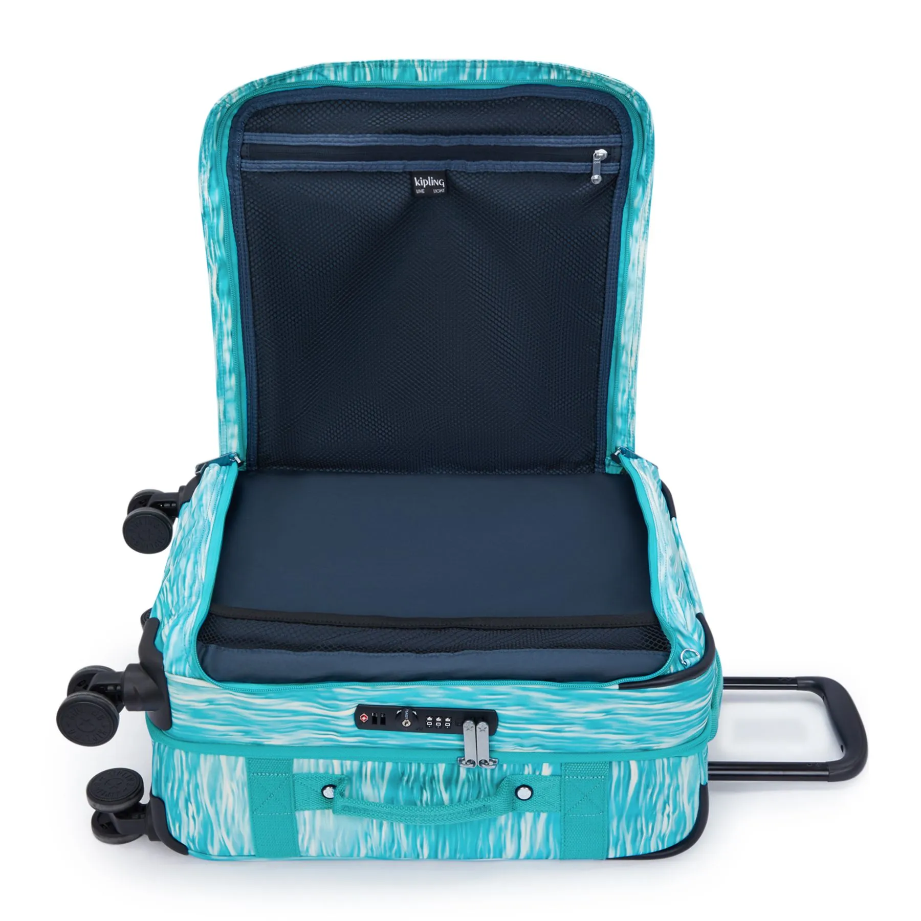 Kipling Spontaneous Small Printed Rolling Luggage - Aqua Pool